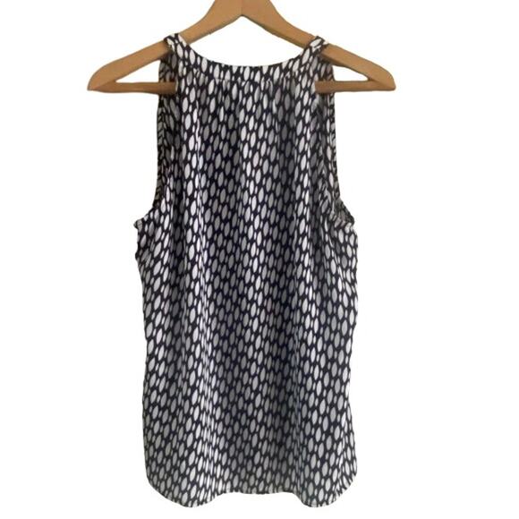 Banana Republic Blue White‎ Geometric Sleeveless Blouse Sz M - Picture 2 of 9
